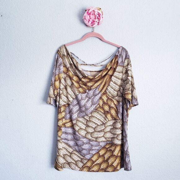 Gypsy Mara Hoffman Multicolor Feather Drape Front Blouse - Picture 5 of 7